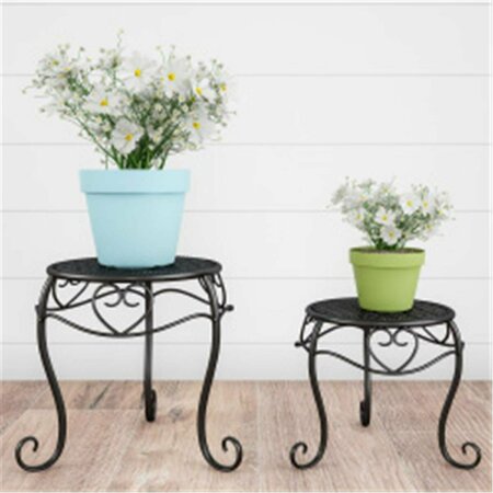 PROPATION Set of 2 Nesting Round Metal Plant Stands - Black PR3855300
